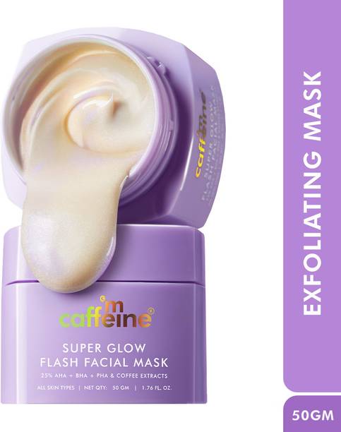 mकैफीन Super Glow Flash Facial 25% AHA+BHA+PHA Mask | Instant Brightening in 5 Mins