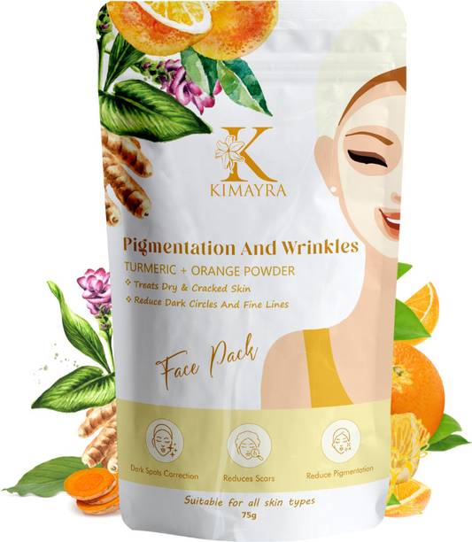 KIMAYRA Organic Turmeric+Orange Face Pack Powder Help in Skin Brightening,Pimples & Acne