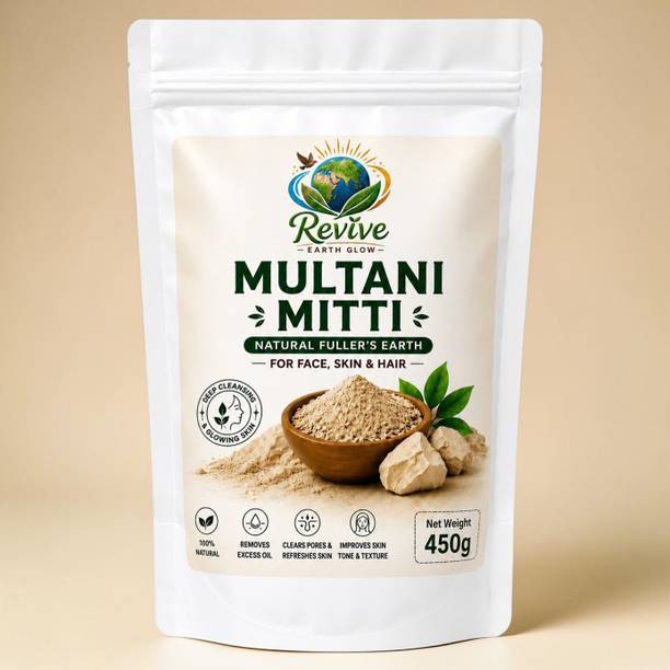 REVIVE EARTH GLOW Pure Multani Mitti Natural Clay Powder for Face | Pack of 1 (450g)