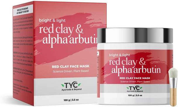 Tyc Ayurvedic Red Clay Mask With 1% Alpha Arbutin, Almond Oil For Men And Women