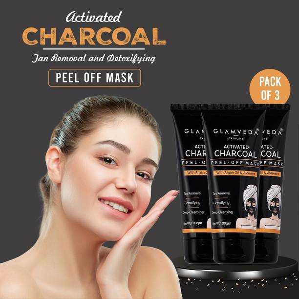 GLAMVEDA Charcoal Peel Off Mask | Removes Tan & Impurities | Pack of 3