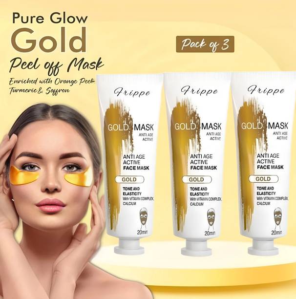 FRIPPE Naturals Gold Peel Off Mask Enriched with VitaminE,For Glow & Radiance Pack of 3