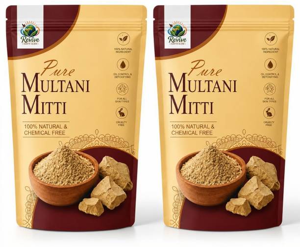 REVIVE EARTH GLOW Revive Plus Pure Herbal Multani Mitti Facial Care Pack of 2