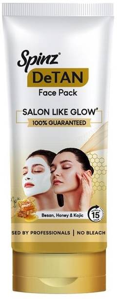 Spinz DeTan Face Pack Tan Removal Cream | Kojic, Besan & Honey | Salon Like Glow
