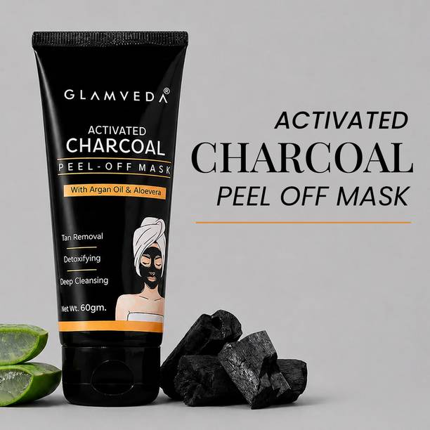 GLAMVEDA Charcoal Peel off Face Mask | Face Pack For Anti Pollution & Blackhead Removal