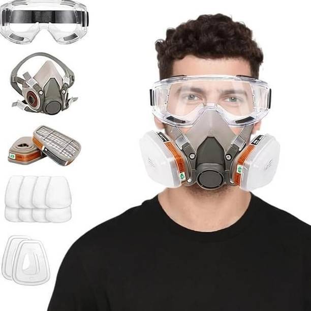 FLOSTRAIN Gas Mask Set Respirator with Filters and Goggle Activated Carbon Mask Face Shaping Mask