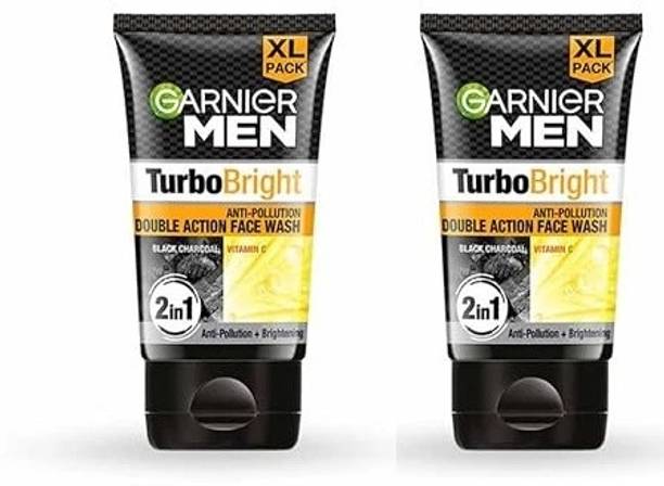Garnier Men MEN Brightening & Anti-Pollution TurboBright Double Action-150GM ( Pack of 2 ) Face Wash