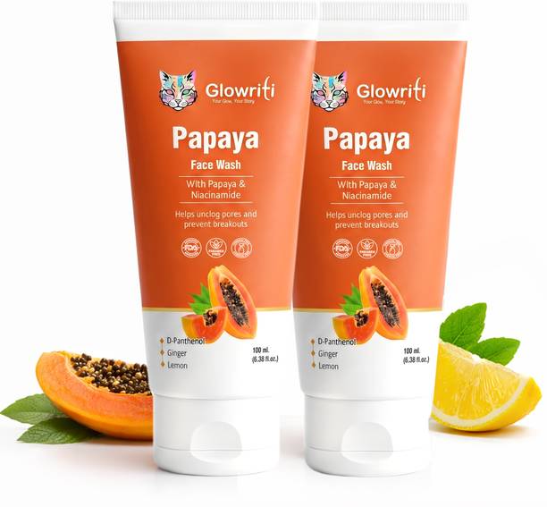 Glowriti Papaya Deep Cleanse With Niacinamide & D - Panthenol | Gentle Cleanser For Brightens Skin Face Wash