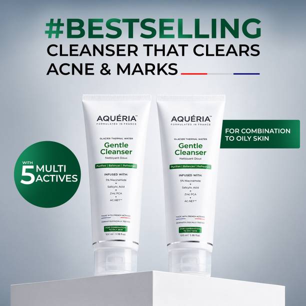 Aqueria 5% Niacinamide Oil Control French Gentle Cleanser Reduces Acne & Marks Acne Prone, Oily Skin Cleanser (Pack of 2) Face Wash