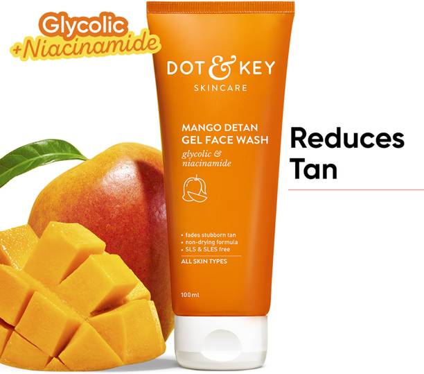 Dot & Key Mango Detan Gel ,Gently Cleanse Skin From Dirt & Oil,Fades Stubborn Tan Face Wash