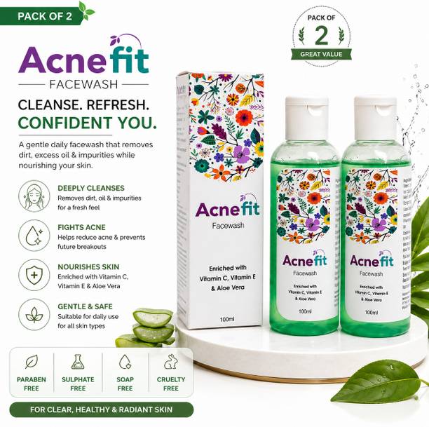 Acnefit Enriched With Vitamin C, Vitamin E & Aloe Vera Facewash 100ml*2 Face Wash