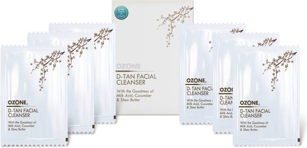 OZONE D Tan Facial Cleanser | Goodness of Cucumber, Milk & Shea Butter Sachet | 10gmX6 Face Wash