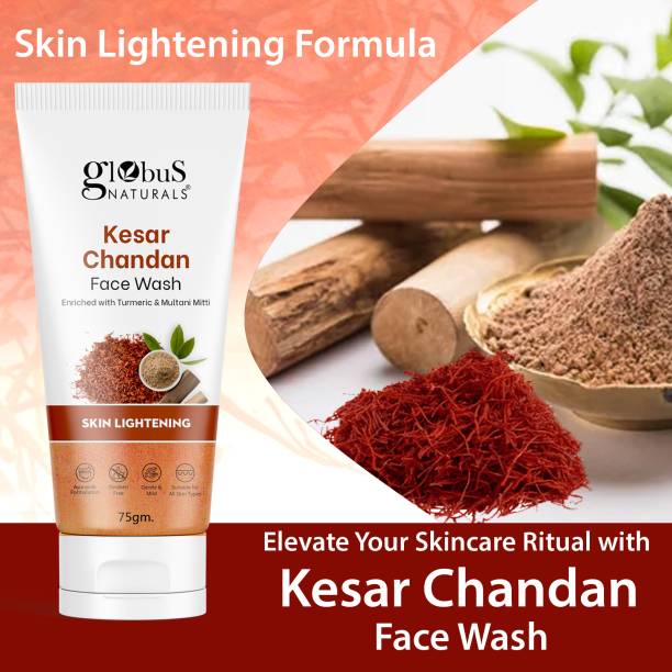 Globus Naturals Kesar Chandan Skin Lightening & Tan Removal, Suitable For All Skin Types Face Wash