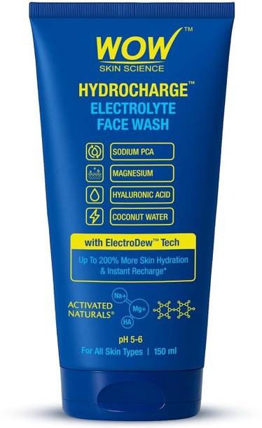 WOW SKIN SCIENCE HydroCharge™ Electrolyte | With ElectroDew™ Tech | Boosts Hydration by Up to 200% | Refreshing Gel Cleanser 150ml Face Wash