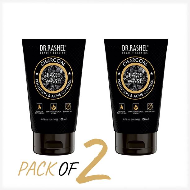 DR.RASHEL CHARCOAL FACE WASH FOR MEN THAT CONTROLS POLLUTION & ACNE PARABEN FREE PACK OF 2 Face Wash