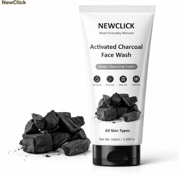 NewClick Activated Charcoal  100ml | Deep Cleansing Formula | For Oily & Acne Prone Skin a2028 Face Wash