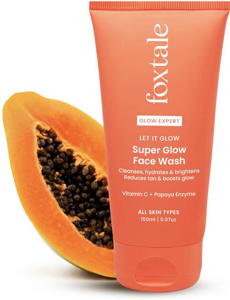 Foxtale Vit C Super Glow Face wash with Papaya Enzyme|Reduces Tan, Boosts glow Face Wash