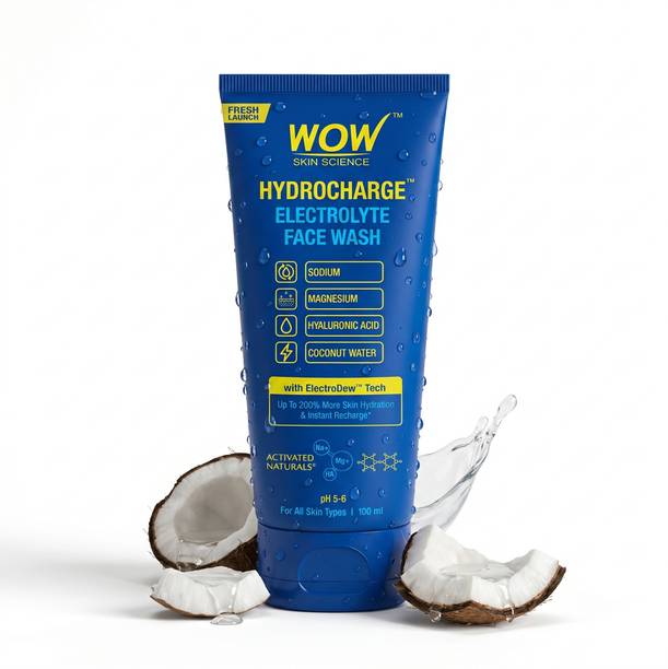 WOW SKIN SCIENCE HydroCharge™ Electrolyte | With ElectroDew™ Tech | Boosts Hydration by Up to 200% | Refreshing Gel Cleanser | Face Wash