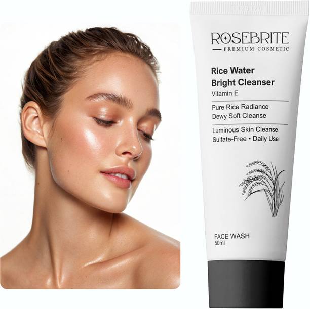 RoseBrite Gentle Natural Brightening Rice Water  with Vitamin E, Niacinamide & Allantoin - Hydrating Soothing Daily Use Face Wash