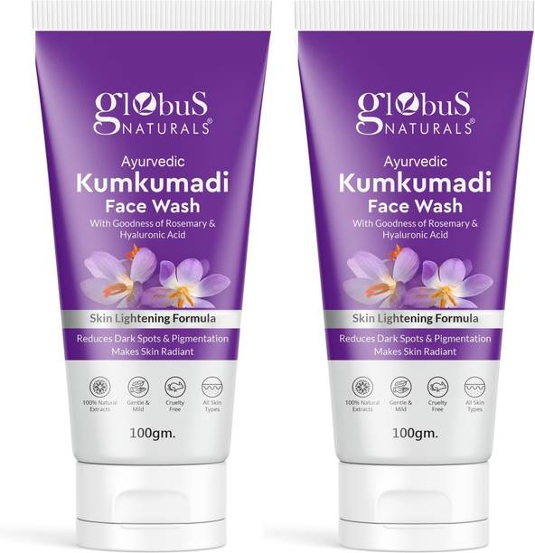 Globus Naturals Ayurvedic Kumkumadi Skin Lightening, Suitable for All Skin Types (Pack of 2) Face Wash