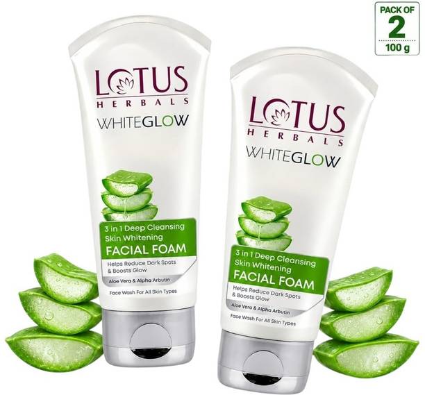 LOTUS WhiteGlow 3-In-1 Deep Cleansing Skin Whitening Facial Foam Face Wash
