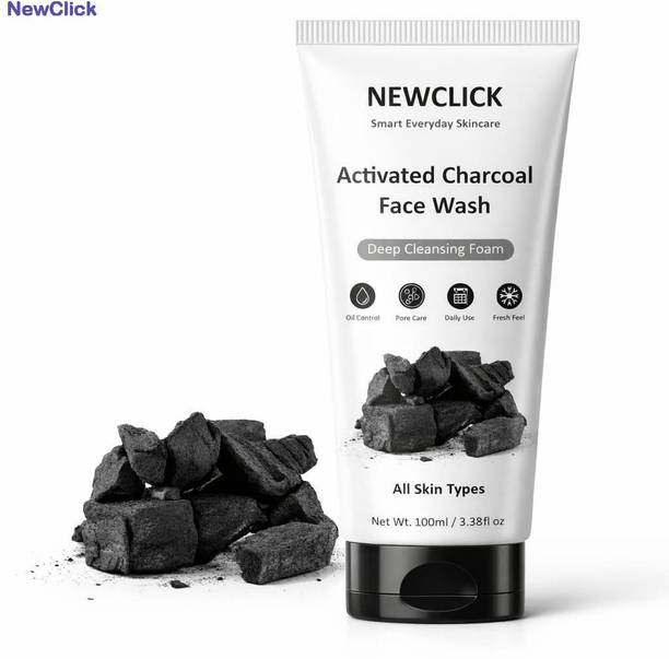 NewClick Activated Charcoal  100ml | Deep Cleansing Formula | For Oily & Acne Prone Skin a3062 Face Wash