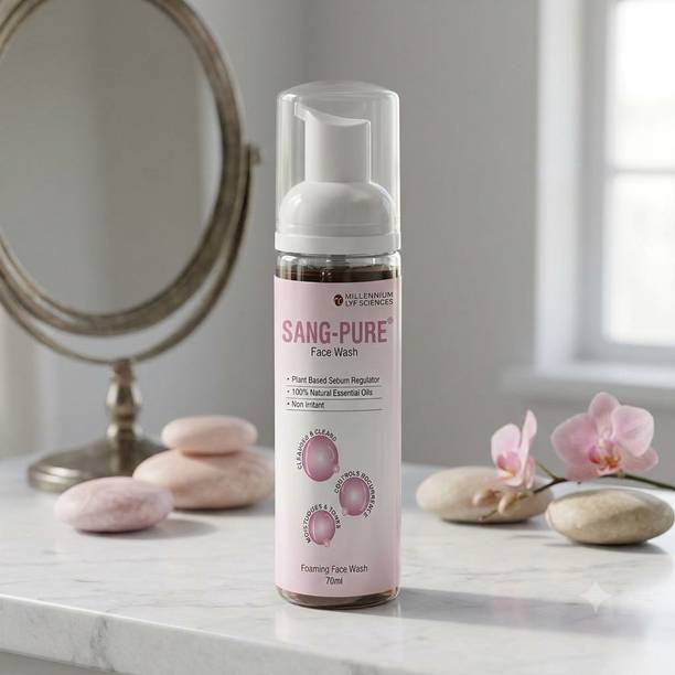 millennium herbal care SANG-PURE ANTI ACNE FACE WASH | Tea Tree Oil, Chamomile, Aloe Vera, | Eliminates Dirt, Oil, and Impurities | pH Balanced | Parabens, Sulfates Free | Suitable for All Skin Types Face Wash
