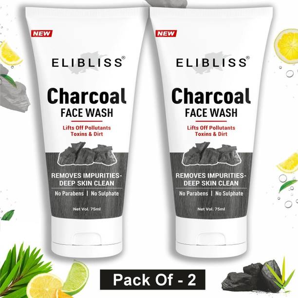 ELIBLISS Activated Charcoal Skin Purifying+Deep Detox  Pack of 2 Face Wash