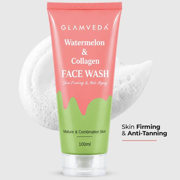 GLAMVEDA Watermelon & Collagen Skin Firming & Anti Ageing , SLS & Paraben Free Face Wash