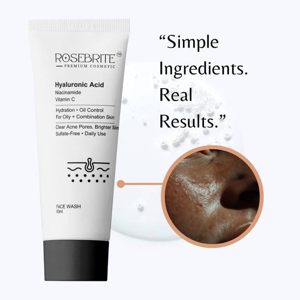 RoseBrite Hyaluronic Acid Niacinamide  Vitamin C for Oily & Combo Skin Face Wash