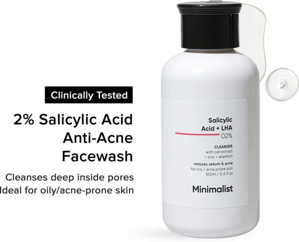Minimalist 2% Salicylic Acid  for Men & Women | Sulphate Free Anti-Acne & Pimple Cleanser for Oily Skin | LHA & Zinc Face Wash
