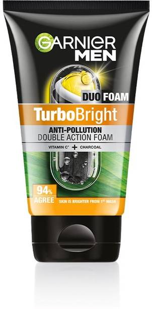Garnier Men Turbo Bright Double Action, with Vitamin C and Charcoal Face Wash