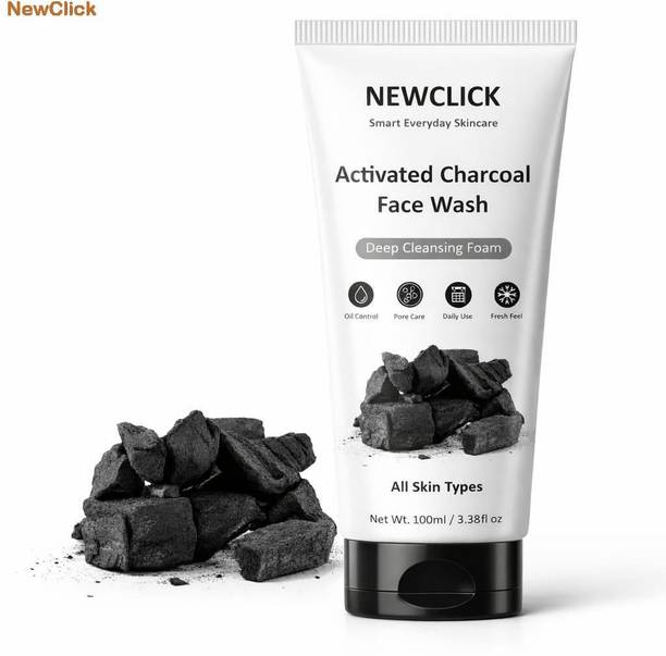 NewClick Activated Charcoal  100ml | Deep Cleansing Formula | For Oily & Acne Prone Skin a3056 Face Wash
