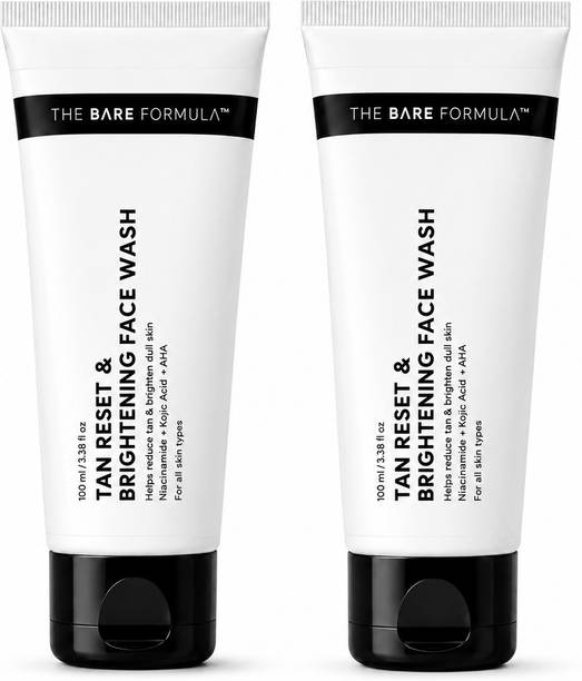 The Bare Formula Tan Reset & Brightening  | Kojic Acid + Niacinamide + AHA | Helps Reduce Tan, Brightens Dull Skin & Gently Exfoliates | For All Skin Types | Combo Face Wash