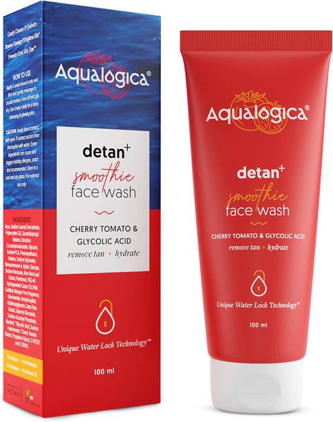 Aqualogica Detan+ Smoothie Facewash with Cherry Tomato & Glycolic Acid | Facial Cleanser | Gently Cleanses & Reduces Tan Face Wash