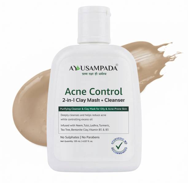 ayusampada Acne Control 2-in-1 Clay Mask & Face Cleanser for Oily & Acne-Prone Skin Face Wash