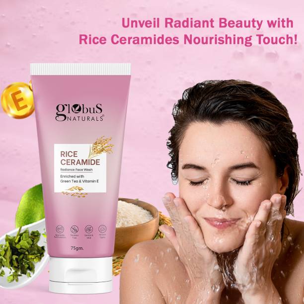 Globus Naturals Rice Ceramide Radiance , Enriched with Green Tea & Vitamin E Face Wash