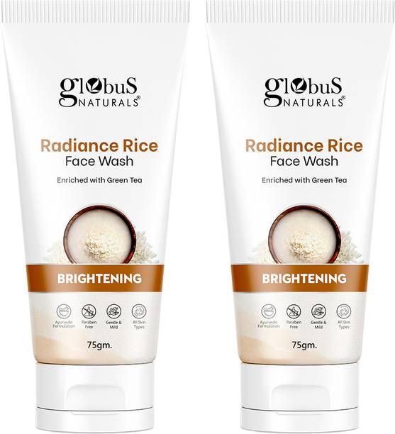 Globus Naturals Radiance Rice, Enriched With Green Tea, For Skin Brightening, Set of 2 Face Wash