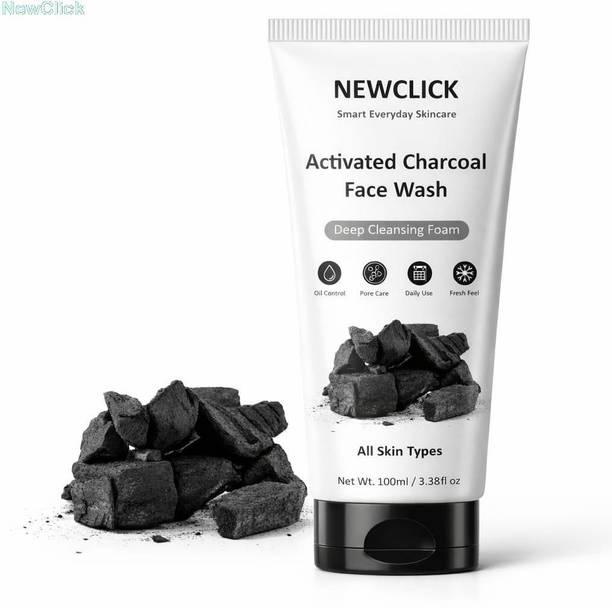 NewClick Activated Charcoal  100ml | Deep Cleansing Formula | For Oily & Acne Prone Skin a1627 Face Wash
