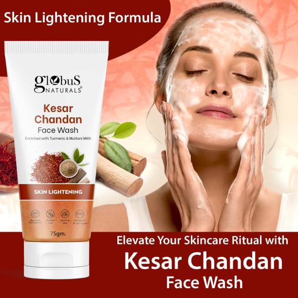 Globus Naturals Kesar Chandan Skin Lightening & Tan Removal For Natural Glow & Spotless Skin Face Wash