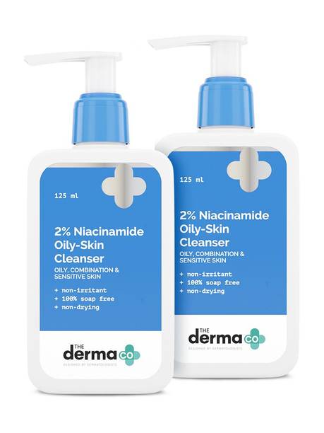 The Derma Co 2% Niacinamide Oily Skin Cleanser- Sensitive,Oily & Combination Skin | Pack of 2 Face Wash