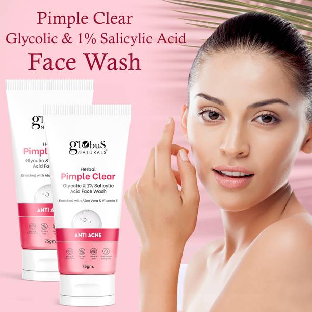 Globus Naturals Pimple Clear Glycolic & 1% Salicylic Acid Face Wash