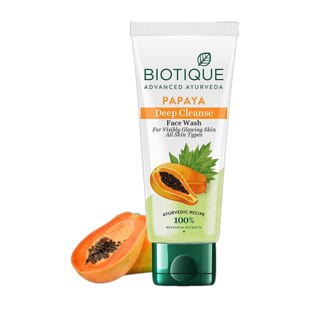 BIOTIQUE Papaya Deep Cleanse  | Gentle Exfoliation | Visibly Glowing Skin | 100% Botanical Extracts| Suitable for All Skin Types | 150ml Face Wash