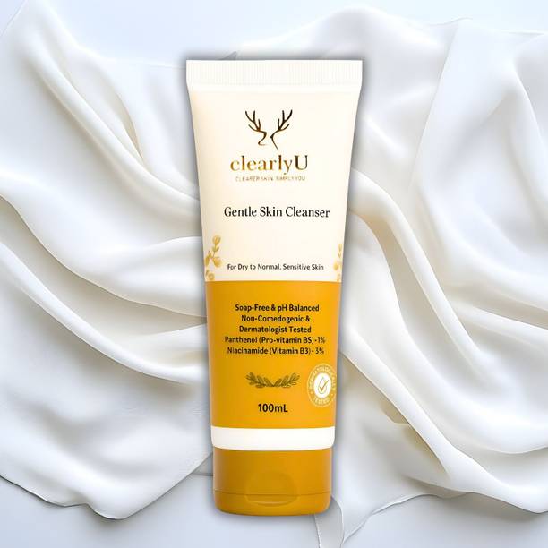clearlyU Skin-Calming Gentle Cleanser | Soap-Free, pH Balanced  | With Niacinamide & Panthenol for Acne-Prone Skin, 100ml Face Wash