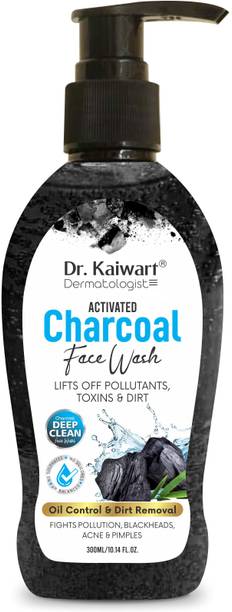 Dr. Kaiwart Charcoal  for Oil Control & Dirt Removal (300ml) | Fights Pollution, Blackheads, Acne & Pimples | Activated Charcoal  For Men & Women Face Wash