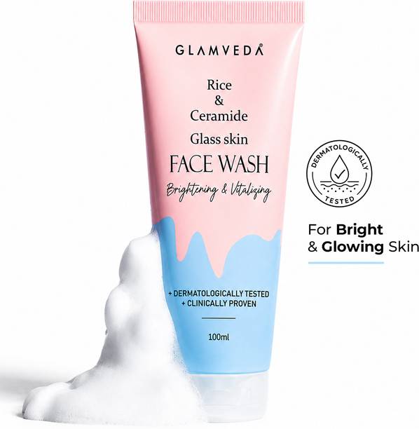 GLAMVEDA Korean Glass Skin Rice Water Bright Cleanser for women| Hydrate & Glow Face Wash