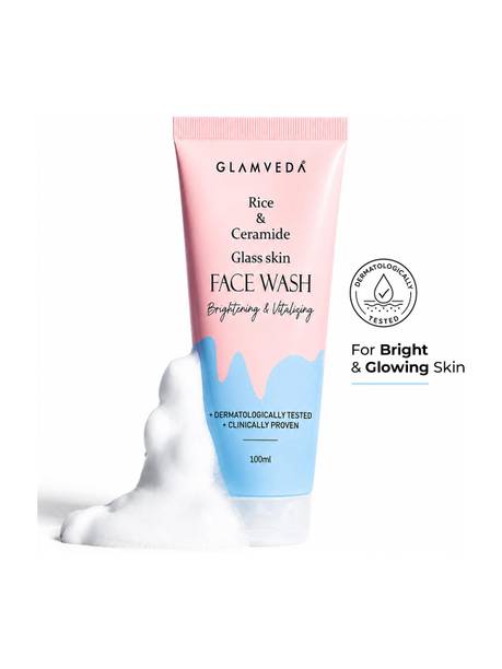 GLAMVEDA Korean Glass Skin Rice Water Bright Cleanser for women| Hydrate & Glow Face Wash