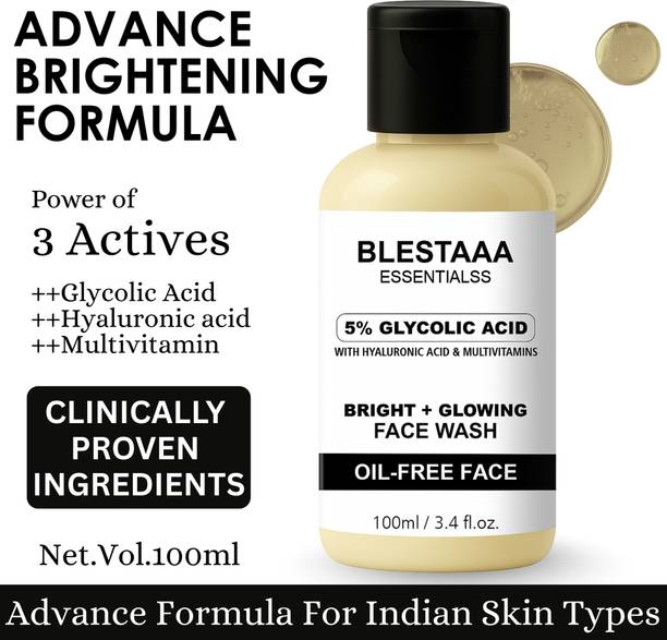 blestaaa essentialss 5% Glycolic Acid  with Hydration & Multivitamin Gently Cleanses & Reduces Tan  Face Wash
