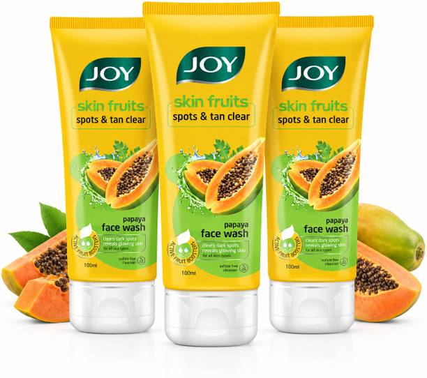 Joy Skin Fruits Spots & Tan Clear Papaya Fruit Infused (Pack of 3 x100ml) Face Wash
