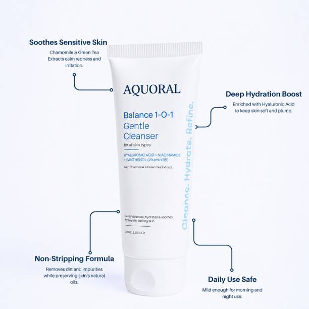 AQUORAL Balance 1-O-1 Gentle Hydrating Face Cleanser with Niacinamide & Hyaluronic Acid  Face Wash